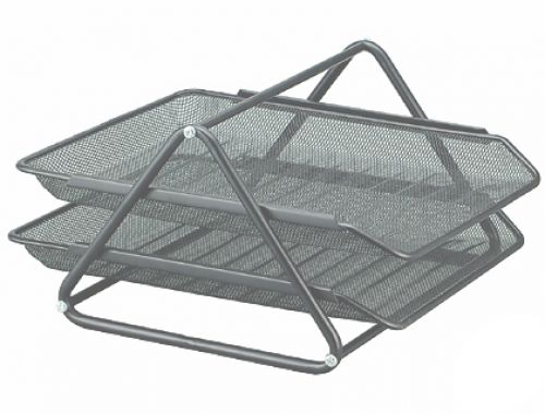 Conjunto 2 tabuleiros de secretaria q-connect em rede metalica, cor cinza 300x185x350mm , Q-connect , 29625 , 6926532020023